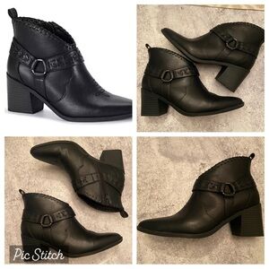 Frye and Co. Womens Palma Stacked Heel Strap Design Booties